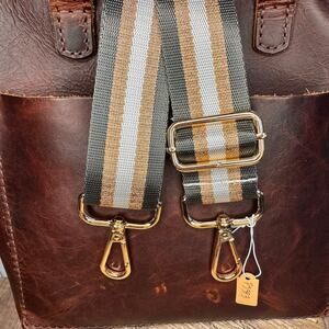 Gold Gray Crossbody Strap Striped Purse Strap Guitar Bag Strap NEW! FAST SHIP